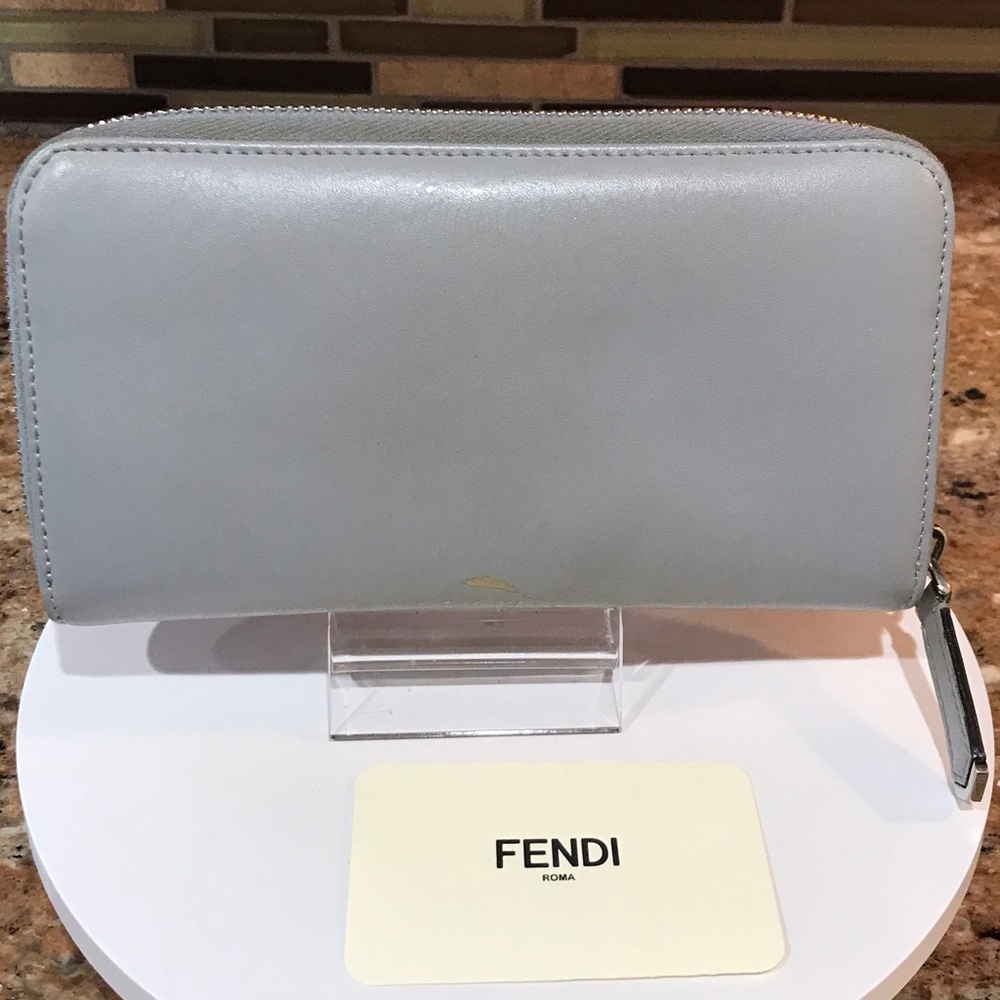 FENDI Vitello Liberty Multicolor Studded Leather Zip Around Wallet 😍💙❤️ - Picture 9 of 17
